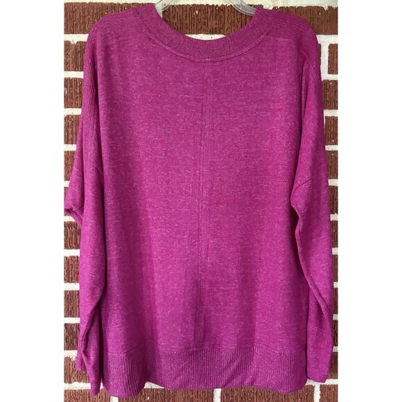 NEW Buffalo David Bitton Soft Cozy V-Neck Long Sleeve Raspberry Mix Top Size XL - Picture 2 of 4